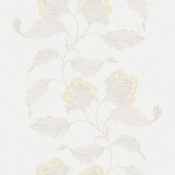 Papel pintado de flores acido claro y beige con fondo hueso