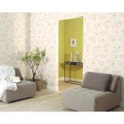Decoraci&oacute;n con Papel vin&iacute;lico de florecitas con fondo blanco roto Caselio Melody 60037037