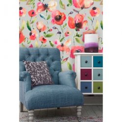 Decoraci&oacute;n con Papel Pintado Iridescence Laksha Grenadine