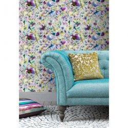 Decoraci&oacute;n con Papel Pintado Iridescence Nelia Indigo